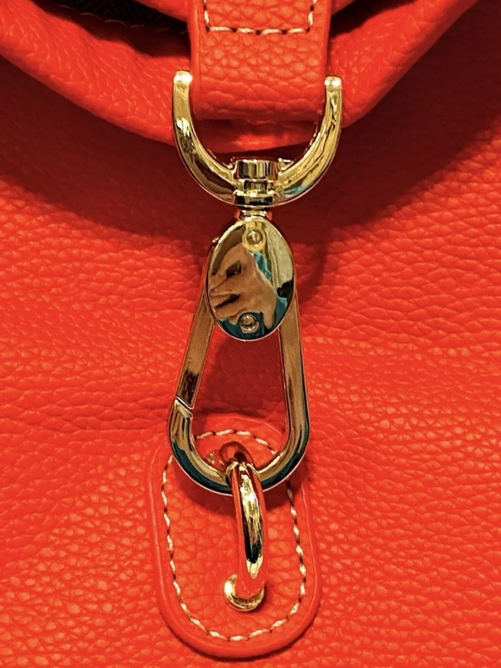 RED FAUX LEATHER HOBO BAG-Has Pebble Grain Feel To Outside And Faux Gold Accents